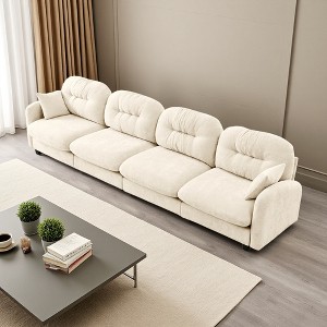 Straight Sectional Sofa in Chenille with Tufted Back & Foam Cushions - 1 of 4