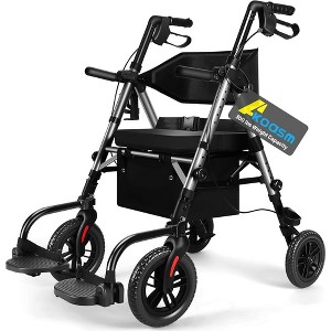 JUJABU Lightweight 2-in-1 Foldable Rollator Walker for Seniors with Seat, Brakes and Adjustable Height, Gray - 1 of 4