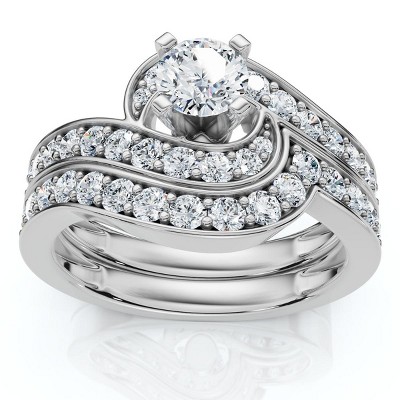 Pompeii3 1Ct TW Diamond Engagement Wedding Ring Set 14k or Platinum Gold Lab Created