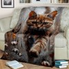 Lomsoe Running Cat Print Flannel Blanket - All Seasons Soft and Warm Throw Blanket for Bed, Napping, Camping, Travel, Office - 2 of 4