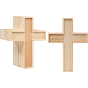 Genie Crafts 12 Pack Unfinished Wooden Cross Cutouts for Church, Sunday School Crafts, DIY Home Wall Decor, 8.9 x 6.5 In - 1 of 4