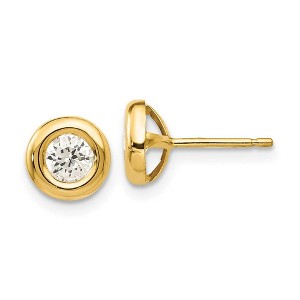 Black Bow Jewelry 6mm Cubic Zirconia Post Earrings in 14k Yellow Gold - 1 of 4