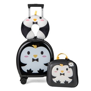 Costway 4-Piece Kid’s Luggage Set w/ 14" Carry-on Hardside Spinner Toddler Luggage - 1 of 4