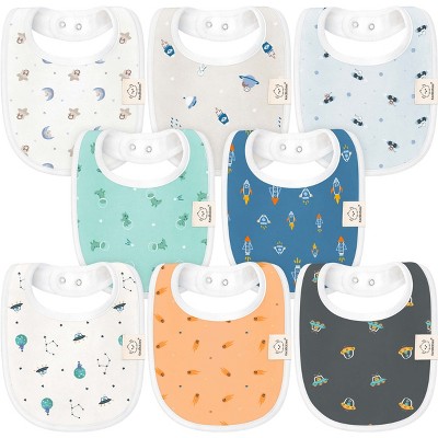 KeaBabies 8pk Organic Baby Bibs for Boy, Baby Drool Bib for Baby Boys and Girls, Newborn Teething Bibs