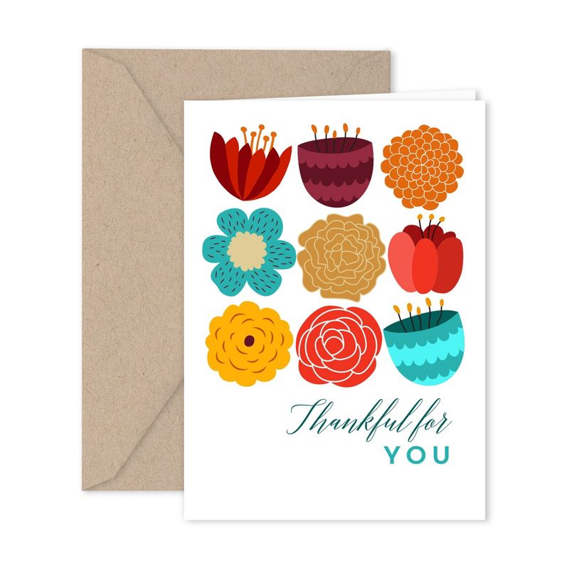 Paper Frenzy Vibrant Fall Floral Thank You Note Cards & Kraft Envelopes - 25 pack, 5 of 7