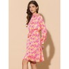 Allegra K Women's Mock Neck Swing Midi Long Sleeve A-line Floral Dress - 2 of 4