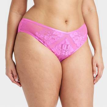Women's Lace and Mesh Lingerie Cheeky Underwear - Auden™ Neon Pink