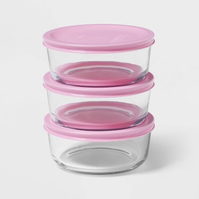 6pc (set of 3) 2c Round Glass Food Storage Container Set - Room Essentials™