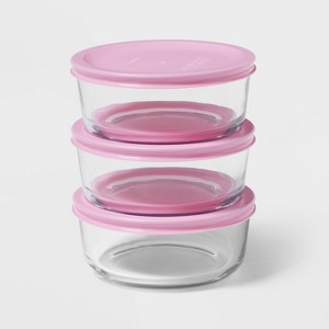 6pc (set of 3) 2c Round Glass Food Storage Container Set - Room Essentials™ - 1 of 3