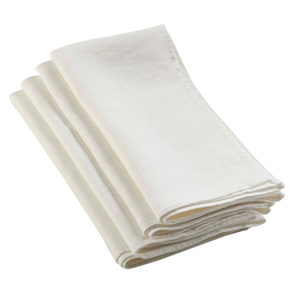 Photos - Tablecloth / Napkin 100 Linen Design Napkins Ivory (Set of 4)