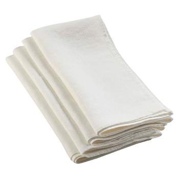 100% Linen Design Napkins Ivory (Set of 4)