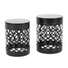 VisioGear Patio End Tables, 2-pcs Patio End Tables, Indoor Outdoor Nesting End Carved Trellis Design Side Table, Black, 13.75"*13.75"*18" - 3 of 4