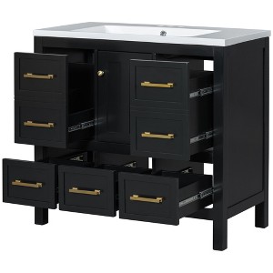 NicBex 36" Bathroom Storage Cabinet with Sink, Bathroom Vanity, 5 Spacious Drawers and 1 Soft-closing Cabinet Door for Bathroom - 1 of 4
