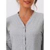 cheibear Women's Long Sleeve Button Down Top with Pants Pajama Sets 2 Pcs - 4 of 4