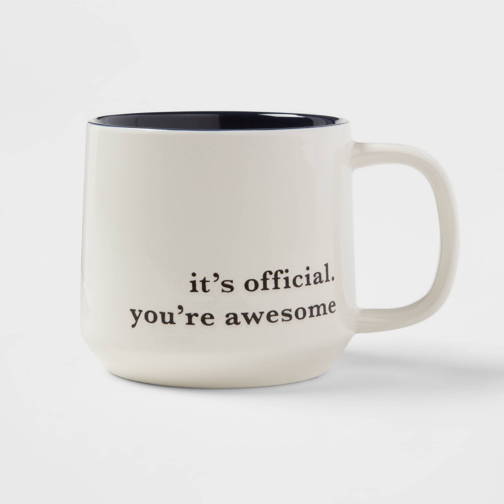 Photos - Glass 16oz Stoneware You're Awesome Mug Cream - Threshold™