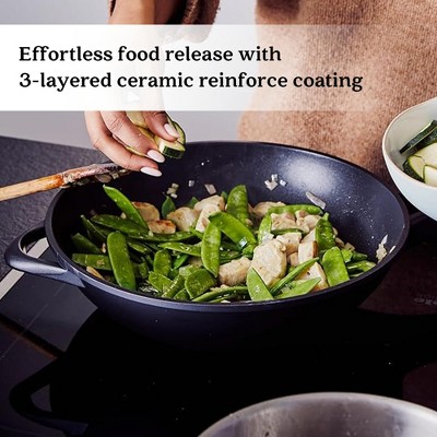 Alva Energy 12" Black Nonstick Cast Aluminum Wok Pan
