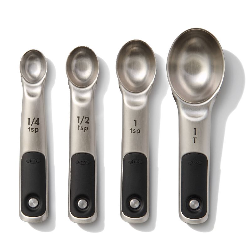 OXO 4pc Stainless Steel Magnetic Measuring Spoons Black, 1 of 6