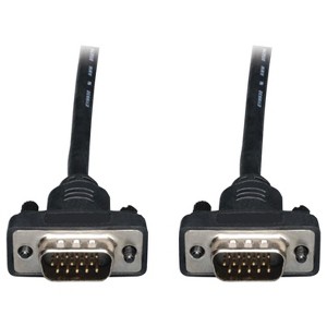 Tripp Lite 1536/1080p VGA Male/Male Low-Profile HD15 High-Resolution RGB Coaxial Cable, Black, P502-006-SM, Size: 6 Ft. - 1 of 2