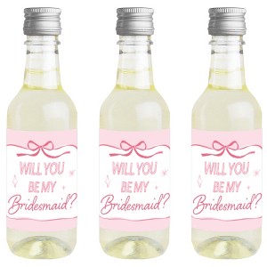 Big Dot of Happiness Mini Will You Be My Bridesmaid Bottle Stickers, Tying The Knot Bachelorette, Mini Wine and Champagne Bottle Labels - Set of 16 - 1 of 4
