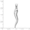 Black Bow Jewelry 14k Yellow or White Gold Large Hollow Italian Horn Pendant, 7 x 42mm - 4 of 4