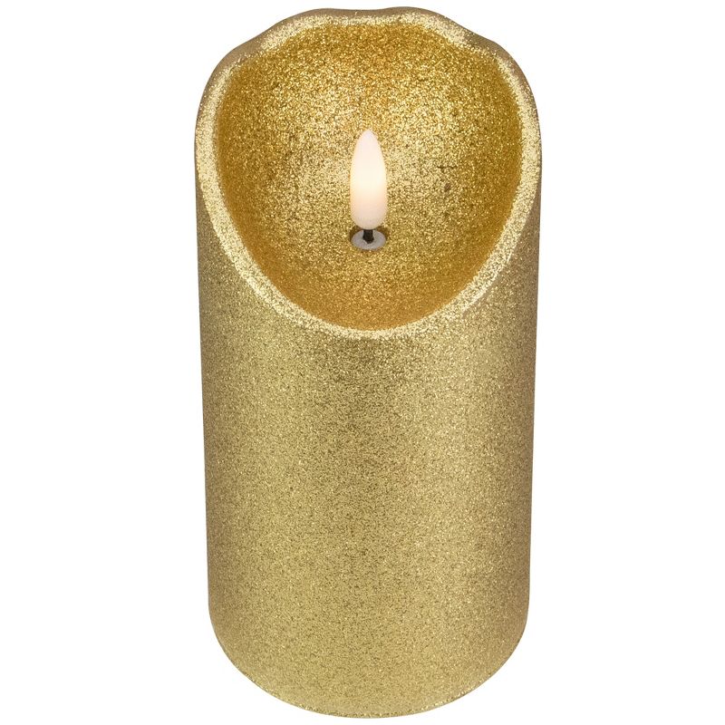 Northlight 6" LED Gold Glitter Flameless Christmas Decor Candle, 3 of 6