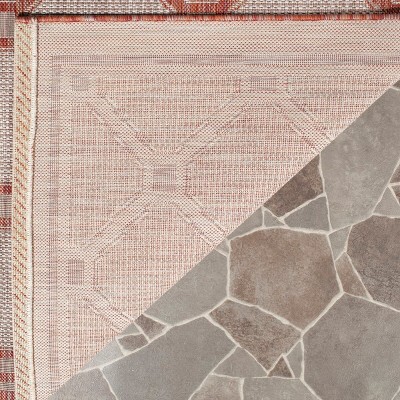 Red and Beige Geometric Outdoor Area Rug, 2' x 3'7"