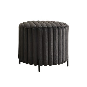FONTOI 22.05" Upholstered Round Ottoman Foot Rest, Footstool for Living Room Bedroom Entryway, Charcoal, 22.05"*19.29"*22.05" - 1 of 4