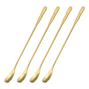 Unique Bargains Stainless Steel Mixing Drink Cocktail Long Handle Spoons 4 Pcs - 1 of 4