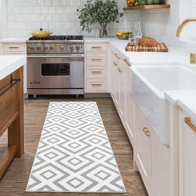 Hallway Runner Rug 2x6 Boho Runner Rug Indoor Soft Washable Rug Non Slip Low Pile Entryway Runners  Geometric Carpet -Grey