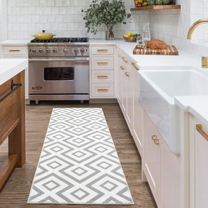 Hallway Runner Rug 2x6 Boho Runner Rug Indoor Soft Washable Rug Non Slip Low Pile Entryway Runners  Geometric Carpet -Grey - 1 of 4