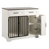 APRILSOUL 37.4" Dog Crate Furniture, Indoor Kennel with 2 Drawers & Storage Cabinet, Modern Side End Table, Small/Medium Dogs White - 4 of 4