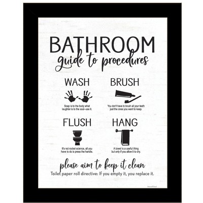 HomeRoots Bathroom Guide Black Framed Print Bathroom Wall Art