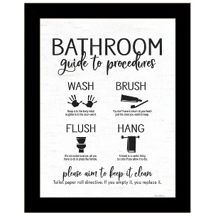 HomeRoots Bathroom Guide Black Framed Print Bathroom Wall Art - 1 of 3