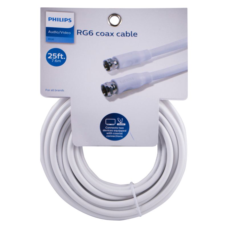 Philips 25' RG6 Coax Cable - White, 6 of 8