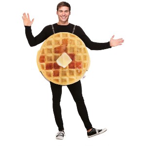 HalloweenCostumes.com One Size Fits Most   Eggo Waffle Adult Costume, Brown/Yellow/Orange - 1 of 4