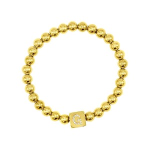 Adornia 14k Gold Plated Initial Cube Stretch Bracelet - 1 of 3