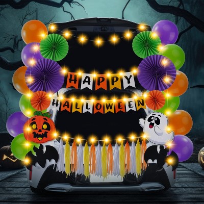 Joyfy Ultimate Halloween Trunk or Treat Decor Kit, Car Arch Decorations with 'Happy Halloween' Banner, Ghost, Pumpkin & Bat Cutouts
