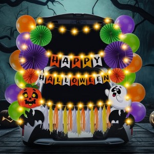 Joyfy Ultimate Halloween Trunk or Treat Decor Kit, Car Arch Decorations with 'Happy Halloween' Banner, Ghost, Pumpkin & Bat Cutouts - 1 of 4