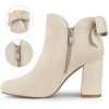 Allegra K Women's Round Toe Bow Decor Chunky Heel Ankle Boots - 3 of 4
