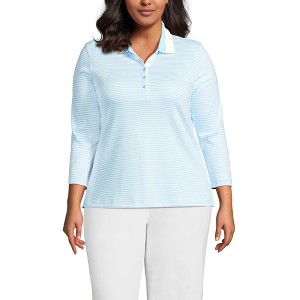 Lands' End Women's 3/4 Sleeve Supima Cotton Polo Shirt - 1 of 3