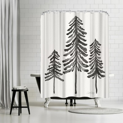 Americanflat Pine Trees Black by Cat Coquillette 71" x 74" Shower Curtain