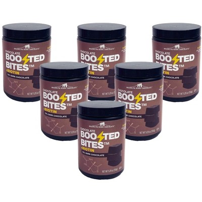 Brooklyn Born Chocolate Dark Chocolate Boosted Bites Biotin - 6 containers, 5.29 oz each