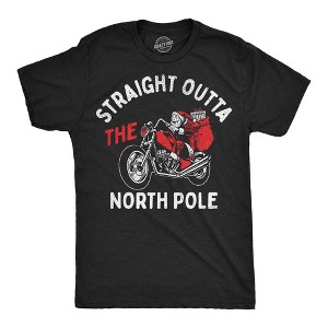 Mens Funny T Shirts Straight Outta The North Pole Sarcastic Santa Graphic Novelty Christmas Tee For Men - Crazy Dog Men's T Shirt Gift For Christmas - 1 of 4