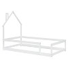 Okak Twin House-Style Headboard Floor Bed with Adjustable Safety Fences, Modern Low-Profile Toddler Bed Frame for Daycare & Home Use - 2 of 4