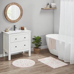Medallion Pattern Tufted Cotton Indoor Bath Rug, Boho Style Multi-Shape Bath Rug for Year Round Use - 1 of 4