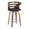 Set of 2 26" Fabric Mid-Century Modern Barstools with Wood Legs, Round Chrome Footrest, and 360¡ã Swivel for Kitchen or Home Bar - 2 of 4