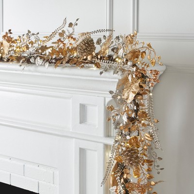 BrylaneHome 6' Pre-Lit Gold & Silver Garland