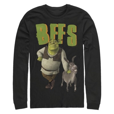 Men's Shrek Donkey and Shrek Best Friends  Long Sleeve Shirt - Black - 2X Large