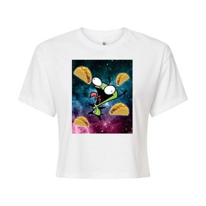 Women's - Invader ZIM - GIR Loves Tacos in Space Cropped Graphic T-Shirt - 1 of 4