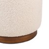 Nordlys Bouclé Pouf with Wooden Base Vintage Style Upholstery Living Room - 3 of 4